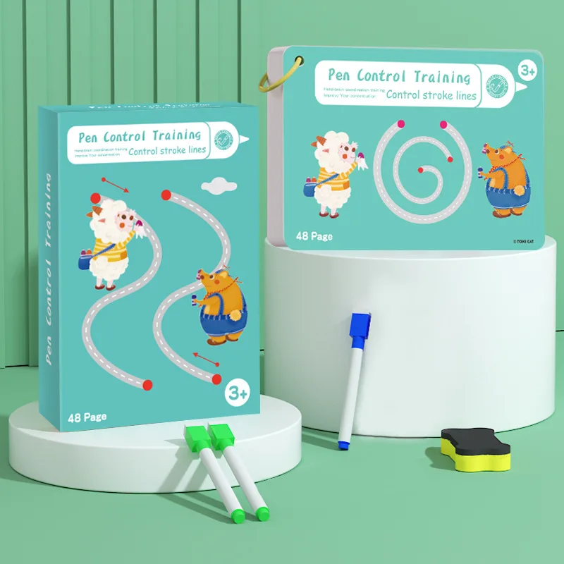 Tracing Workbook Montessori Books 48 Page Pen Control Training Early Childhood Exercise Book Reusable Calligraphy Copybook