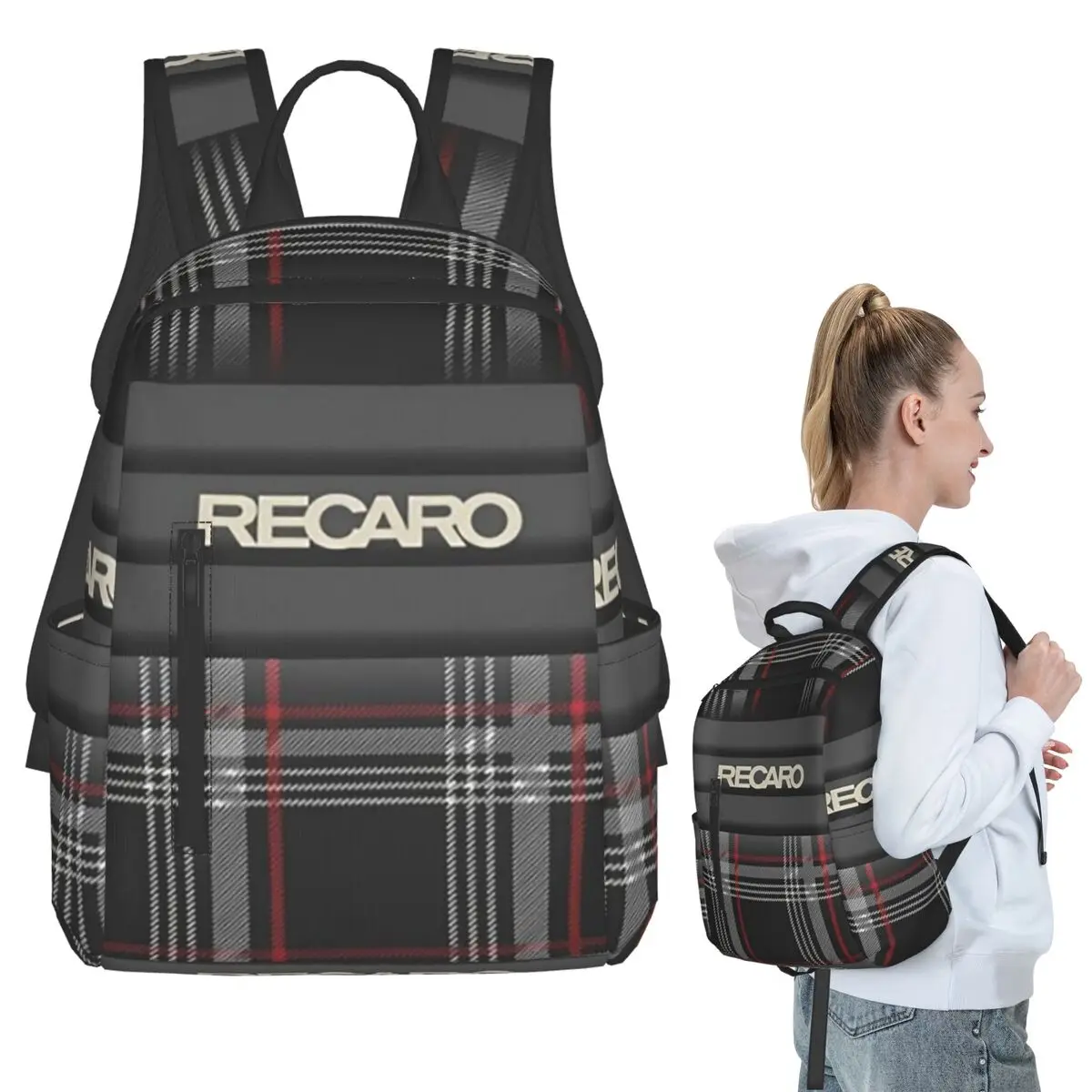 Tartan Plaid Recaros Backpack Student BookBag Kids School Bag Laptop Shoulder Bags Boys Girls