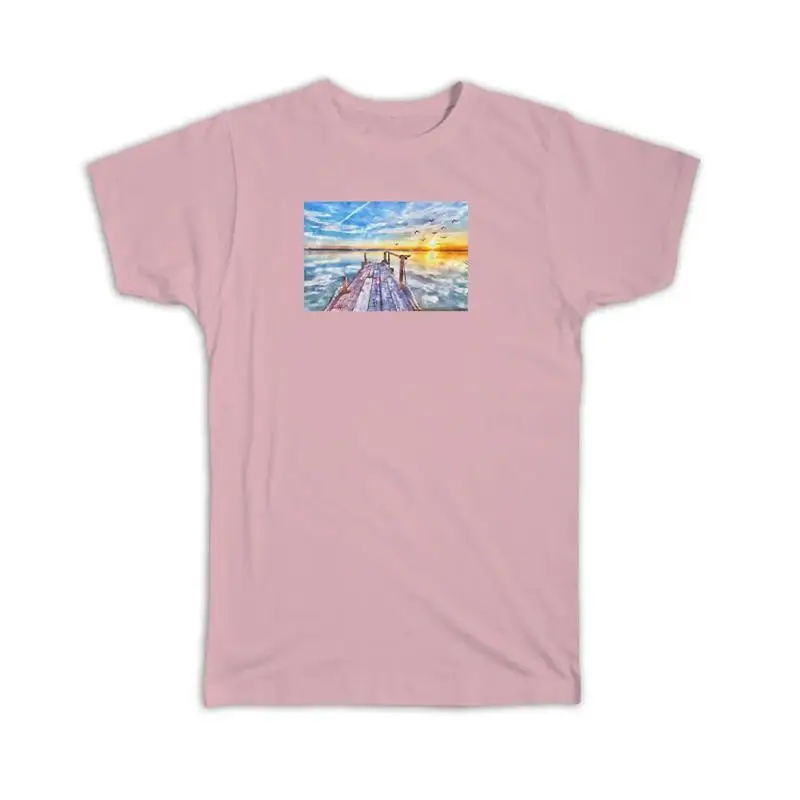 

Watercolor Scenary Sunset Wood Bridge T shirt