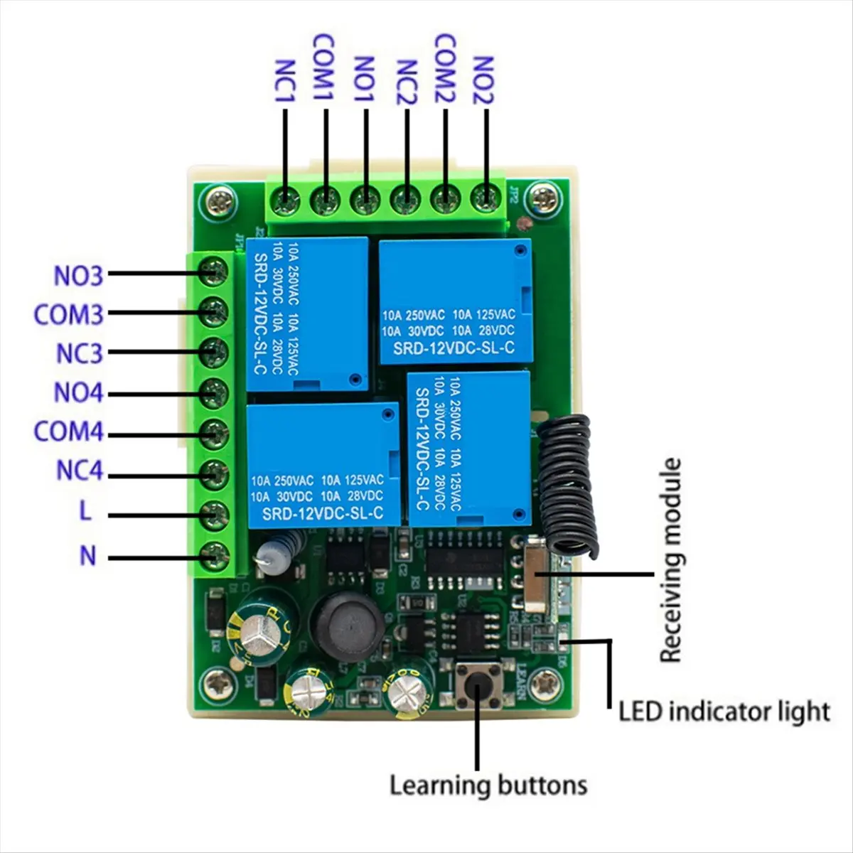 dt639-モンデー-ワイヤレスリモートコントロールスイッチ-433mhz-ac-110v-120v-240v-220v-30a-4ch-リレー-ガレージドアライト-ドアアクセスシステム用