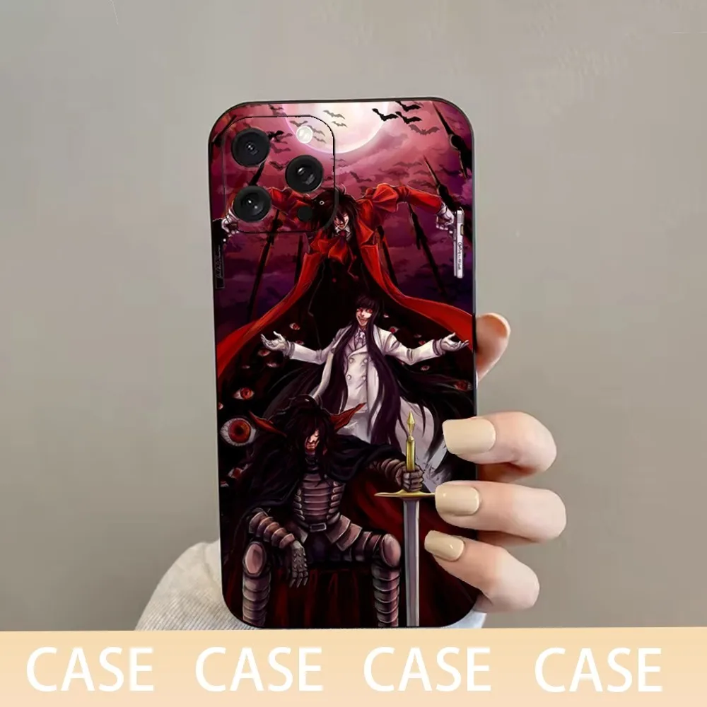 حافظة هاتف H-HELLSING لهاتف iPhone 16,15,14,13,12,11 Plus,Pro Max,XS,X,XR,SE,Mini,8,7,غطاء أسود من السيليكون الناعم