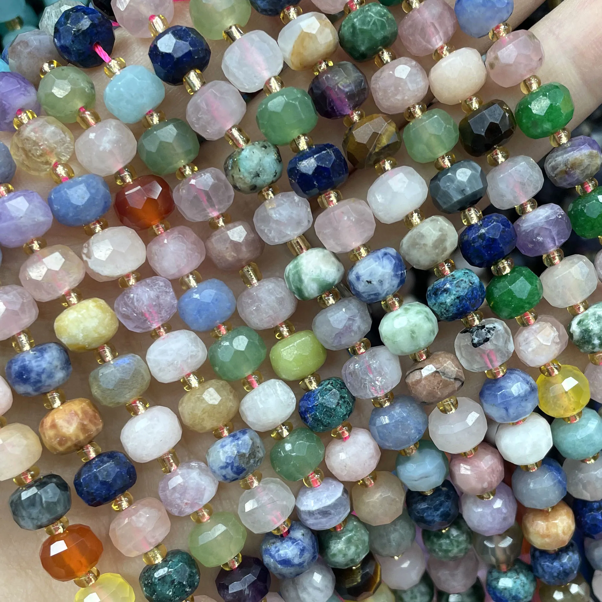 Natural Stone Faceted Wheel Quartz Amethyst Citrine Spacer Beads For Jewelry Making DIY Bracelet Necklace Accessories 6X8MM