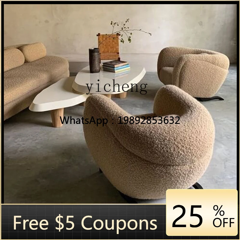 

ABB Creative Modern Simple Single Sofa Living Room Bedroom Villa Hotel Lamb Fleece Sofa