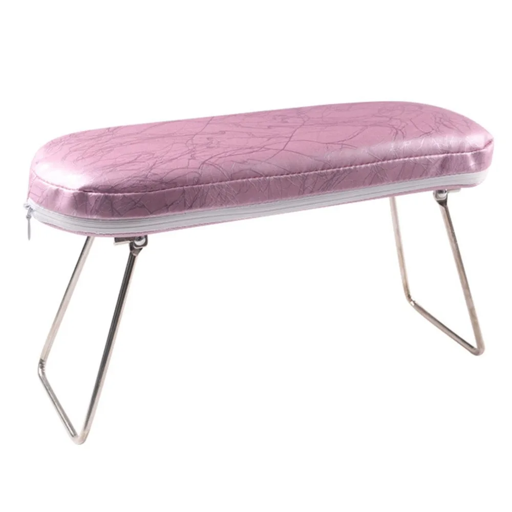 PU Leather Nail Arm Rest Foldable Holder Soft Padding Nail Hand Rest Non-Slip Cushion Striped Leather Arm Rest Cushion Home Use