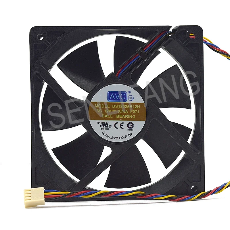 for AVC 12025 12cm DS12025B12H 12V 0.75a dual ball 4 wire temperature control fan