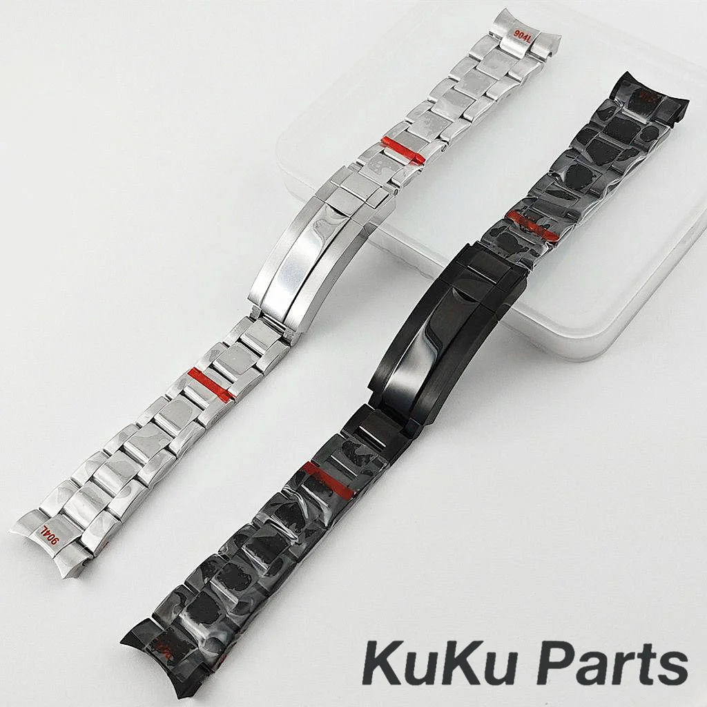 20MM幅ソリッドブレスレット904Lステンレスブラッシュドポリッシュオイスターブレスレットグライドロッククラスプリストバンド（NH35/NH36サブマリーナー風腕時計用）