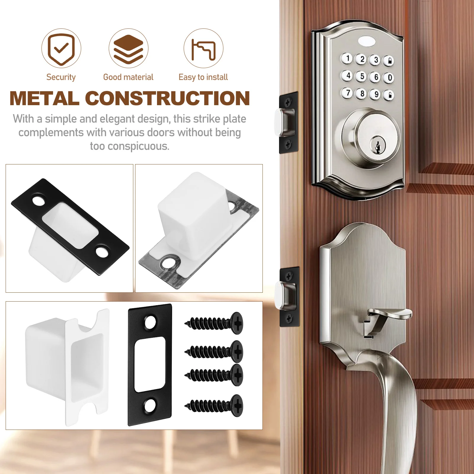 Locking Gusset Door Latch Plate Strike Hook Plates For Exterior Doors Guard Holder Front Reinforcement Interior Stainless Steel