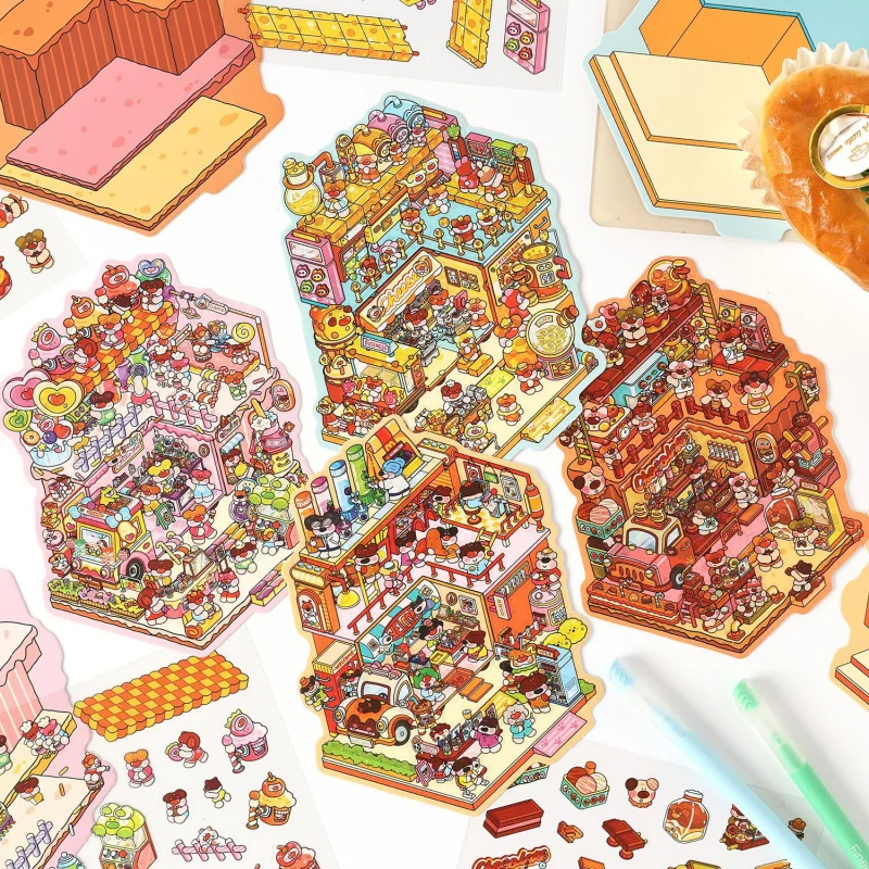 

Card Lover 3 шт. [Серия Candy House] 3D миниатюрная сцена коллаж палатка наклейка головоломка наклейка для домашних животных бумажный материал набор для скрапбукинга