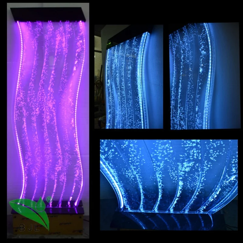 (Op Maat) Hot Selling Led Verlichting Meubels S Vorm Acryl Waterbel Scherm Muur