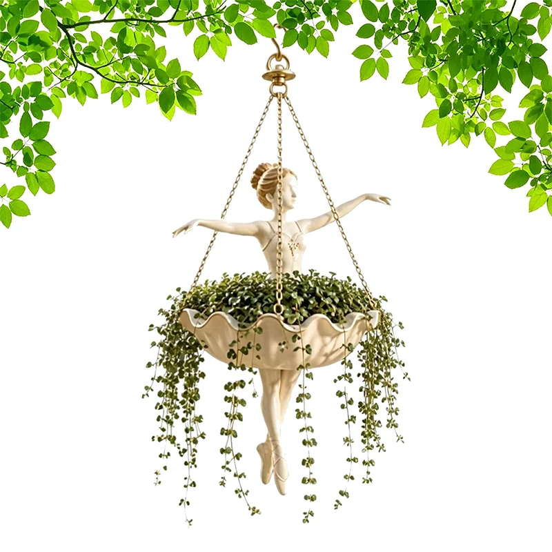 Ballet Dancer Hanging Flower Pot Indoor And Outdoor Hanging Green Plant Display Holder Artistic Style Wall Decoration Gift