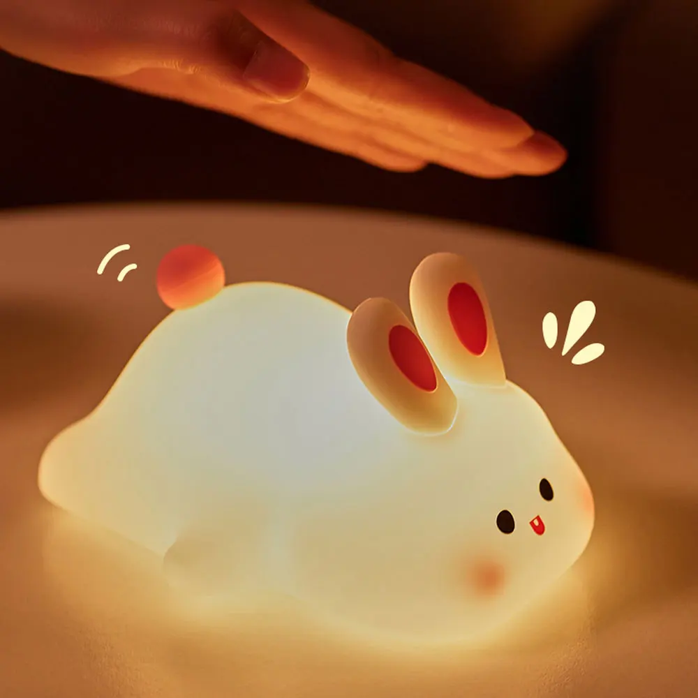 Imagem -03 - Big Face Rabbit Patting Night Light Brinquedo Colorido Ornamentos Bonito