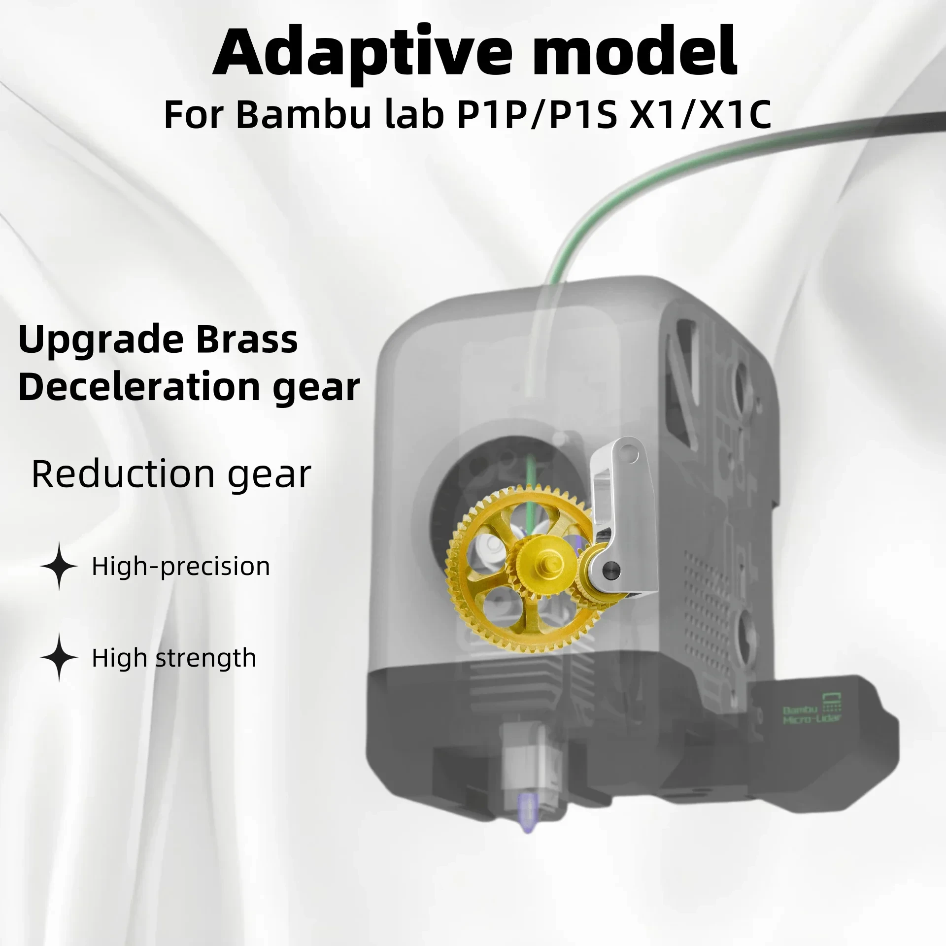Upgrade Gehard Staal Extruder Gear Assembly Voor Bambu Lab P1S P1P X1 Carbon X1C 3D Printer DLC NanoCoated slijtvaste
