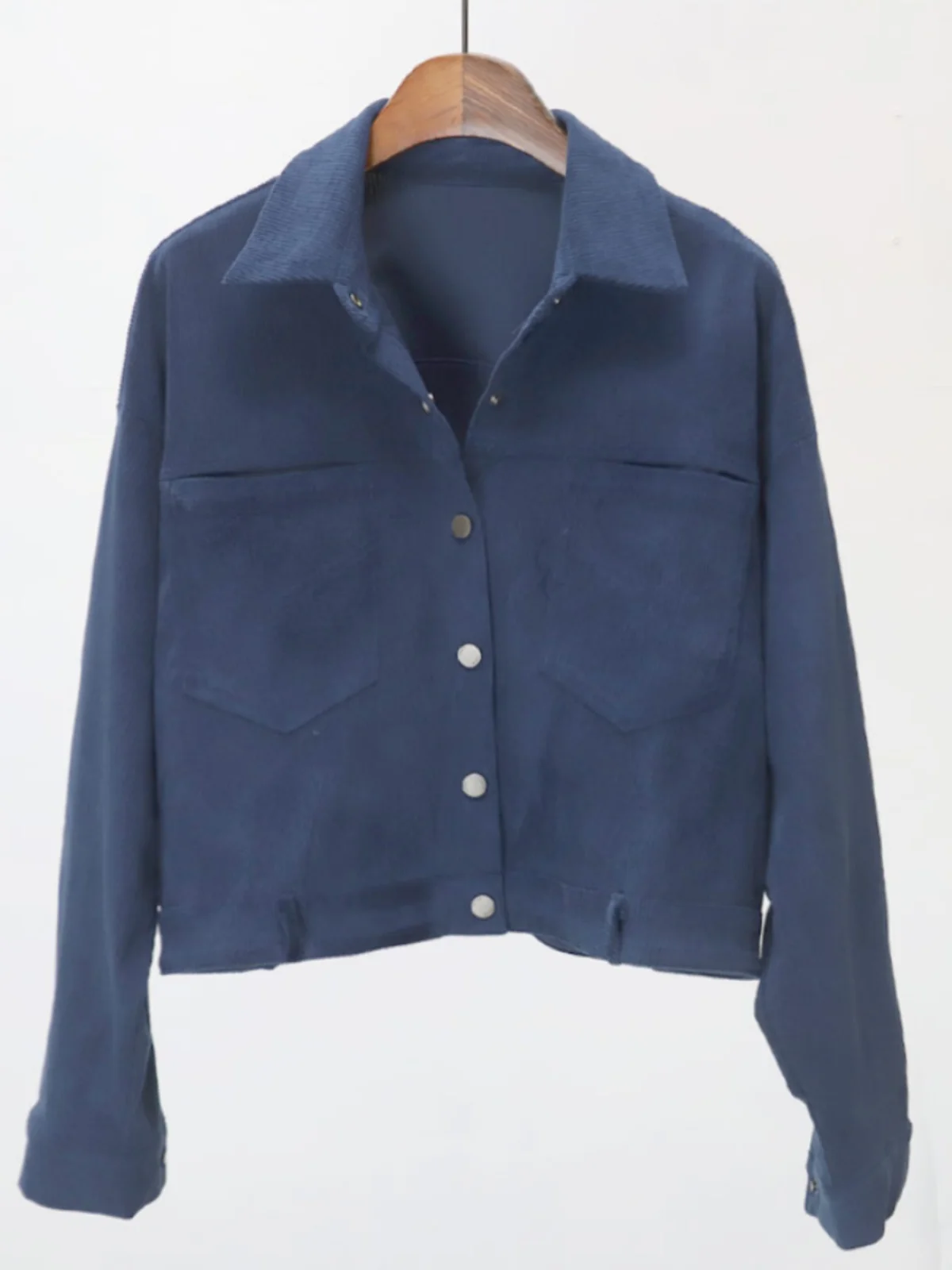 

Spring New Women's Casual Long Sve Corduroy ort Coat Pure Color Turn-down Collar Single Button Outerwear Faionable Str...