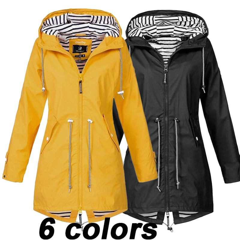 

Women's Four Seasons Outdoor Waterproof and Rainproof Jacket Casual Loose Hooded Coat Sports Windbreaker