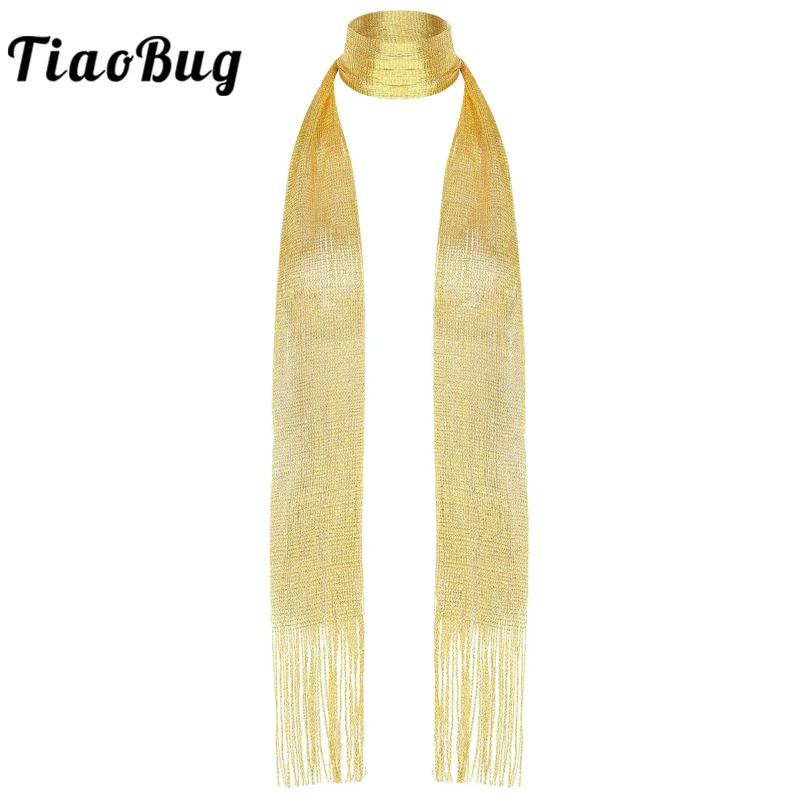 Fashion Womens Shawl Wraps Shiny Sheer Long Scarves with Tassel for Evening Outerwear Cocktail Party Female Dress Accessory