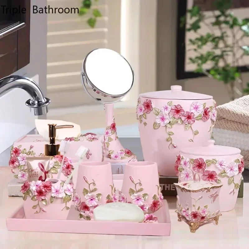 

Bathroom Wash Set European resin ornaments Household daily necessities Soap dish Lotion bottle Mouthwash cup Wedding gift