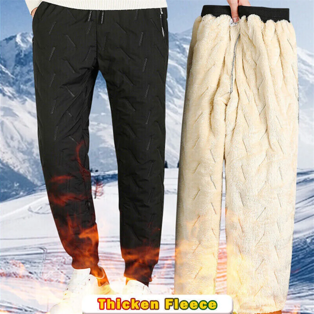 Winter Heren Lamswol Joggingbroek Casual Fleece Warml Dikker Joggingbroek Waterdicht Zwart Grijs Mannelijk Thermisch Broek X-7XL