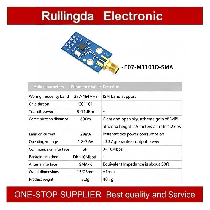 EBYTE E07-M1101D-TH E07-M1101D-SMA  E07-M1101D-SMA JKDCC1101 Wireless RF Module 433Mhz E07 SPI Wireless Module