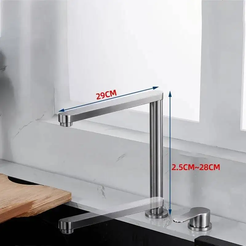 

Hidden Lift Folding Kitchen 360 Rotation Inner Window Invisible Faucet Hot Cold Water Mixer Tap With Independent Handle