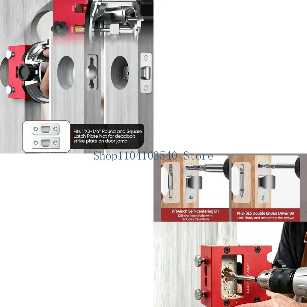 02DC Door Latches Installation Tool, Aluminum Mortising Guide for Wood Door Latches Cutout Positioning and Cutting Work