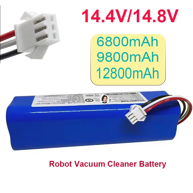 Original 14.4v/14.8v 6800mAh/9800mAh/12800mAh for XiaoMi Lydsto R1 Viomi S9 Roidmi Eve Plus Robot Vacuum Cleaner Battery Pack