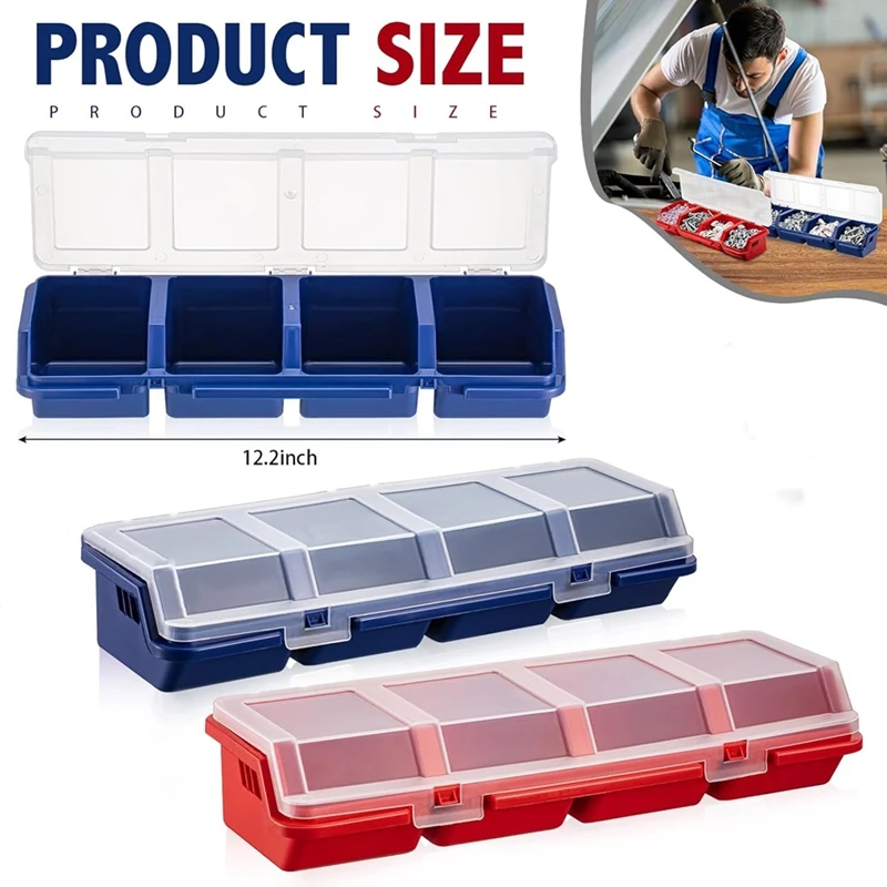 6Pack Screw Organizer Box With Lids 4 Compartments Tool Bin Divider Compartment Containers Sorting Screw Toolbox Case