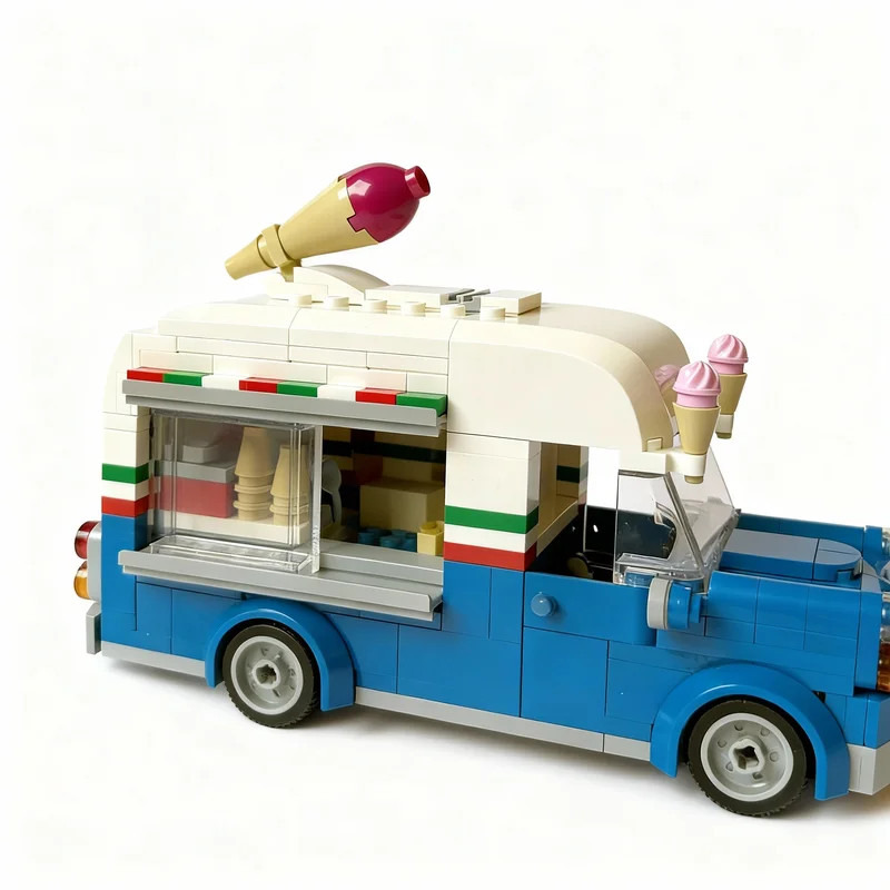 294pcs MOC Ice Cream Truck City Traffic Model Building Blocks Christmas Gift Collection Craft Brick Assemble Idea Education
