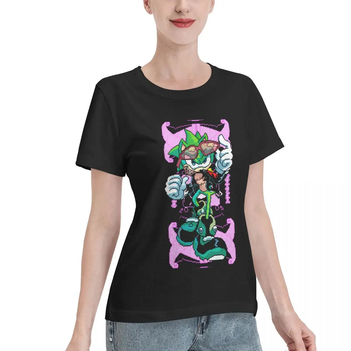 No Fade Scourge The Hedgehog Design Women's T-shirt Autumn Outfit Short Sleeve Casual Top