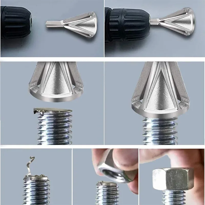 Drill Bit Deburring External Chamfer Tool Stainless Steel Remove Burr for Repair Bolt Thread Metal Drilling Tools Accessory