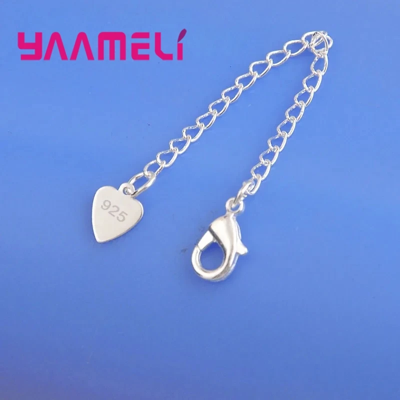 10X Wholesale Fashion Jewelry Findings Extension Chains 925 Heart Tag Sterling Silver Color Lobster Clasps For Necklace Bracelet image 4
