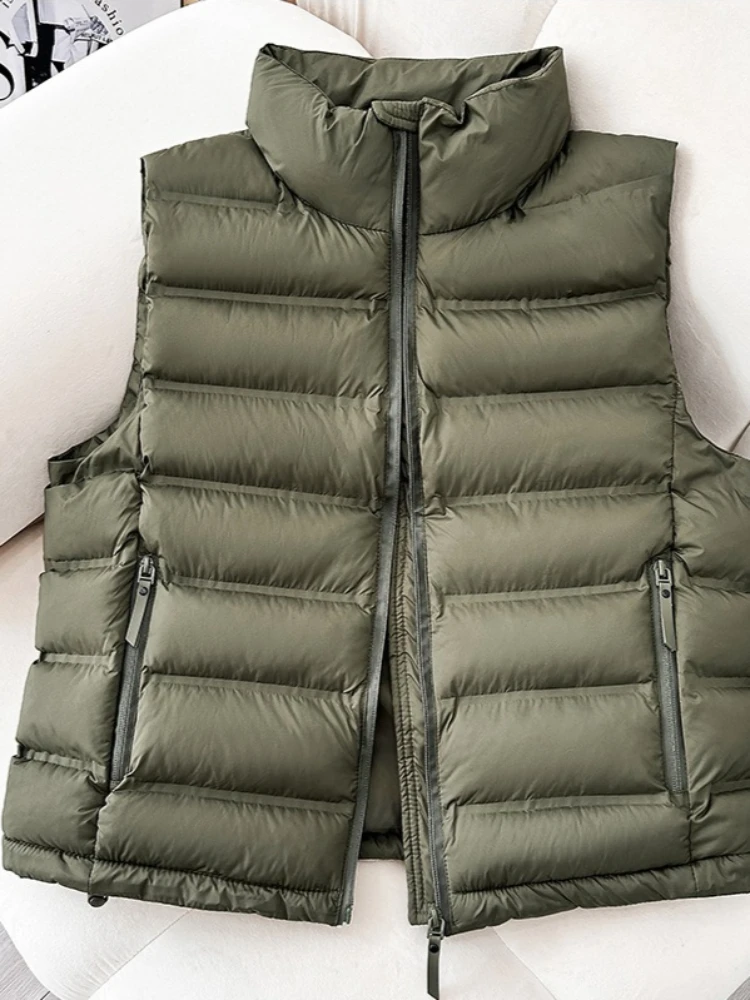 Women Autumn Winter Down Cotton Vest Jacket 2026 New Stand-Up Collar Vest Sleeveless Waistcoat Women Short Cotton Down Vest Coat