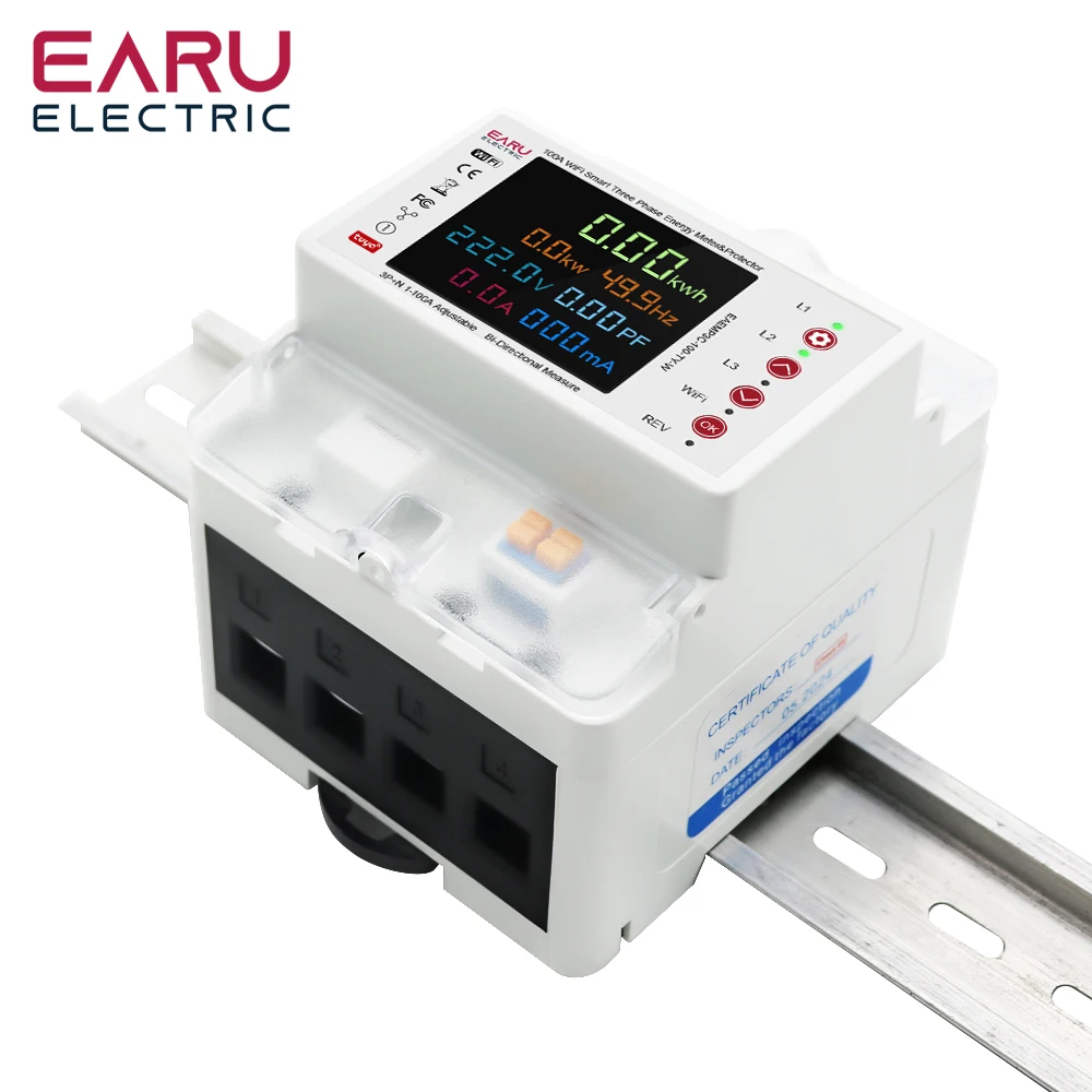 Imagem -05 - Tuya Wifi Inteligente Bi-direcional Energia Power Kwh Medidor Vazamento sobre sob Protetor de Tensão Interruptor de Relé Limite de Corrente 3p 100a