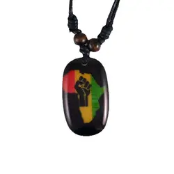 new Africa map fist red yellow green Resin Pendant Necklace Hip Hop Fashion Jewelry