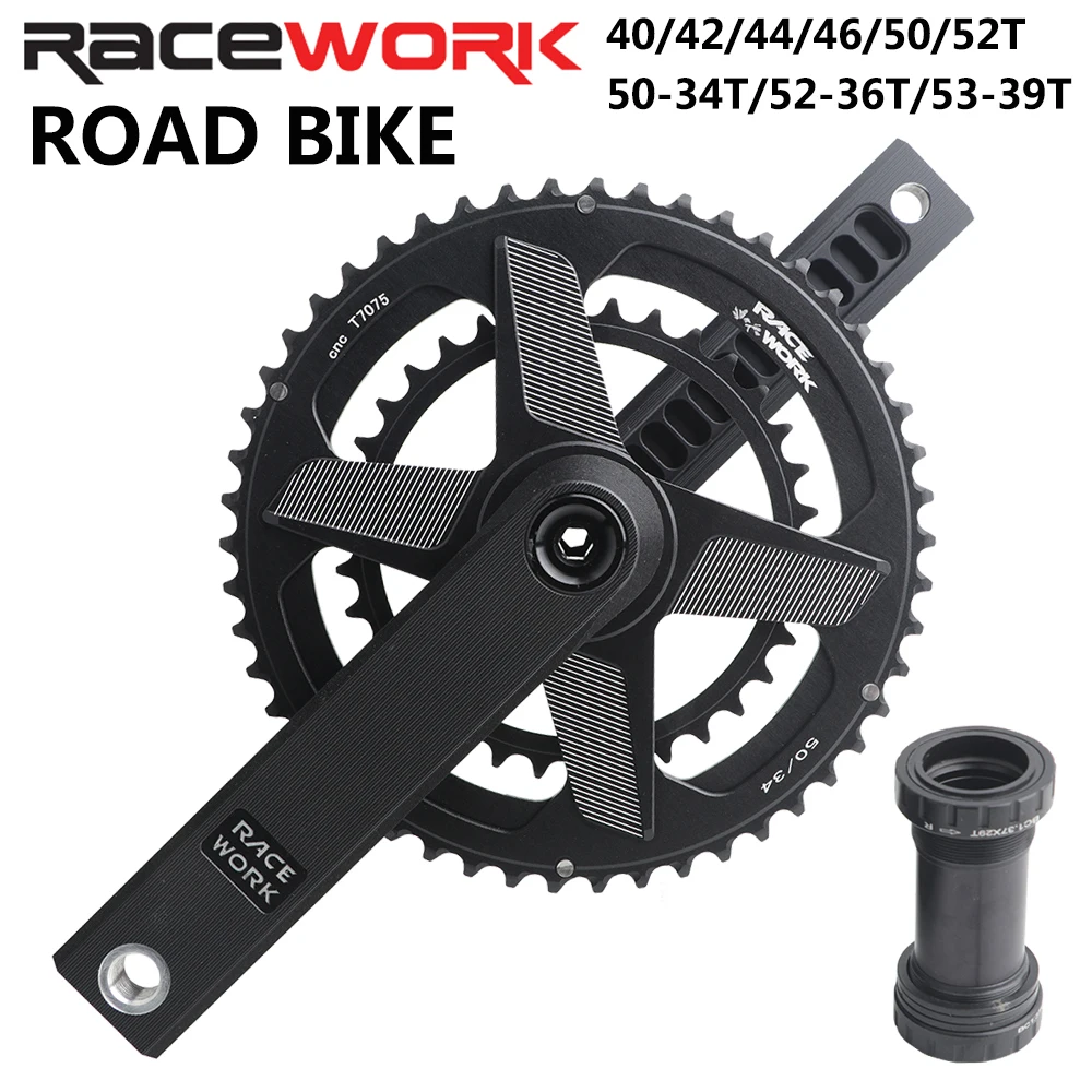 RACEWORK Road Bike Crankset 170mm For 9/10/11/12 Speed 24mm Shaft Single/Double Disk Crankset