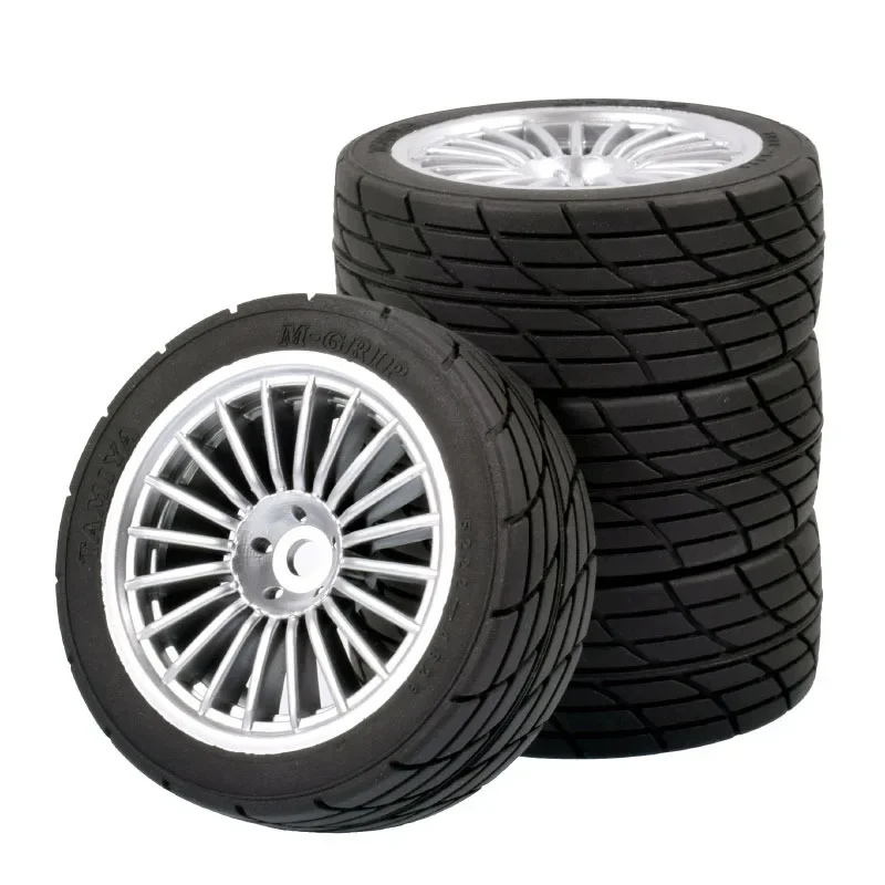 ยางล้อขนาด 68 มม. 4 ชิ้น พร้อมหัวล้อแบบหกเหลี่ยมขนาด 12 มม. สำหรับรถแข่ง Tamiya TT02 XV02 PTG-2 ขนาด 1/10 อะไหล่อัพเกรด