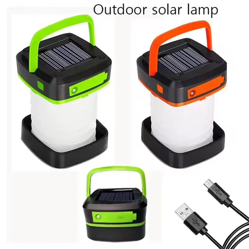 A01F-USB Rechargeable Solar Camping Lantern 2PCS 3 Lighting Modes Portable LED Flashlight For Outdoor For Hiking,Emergency Use A