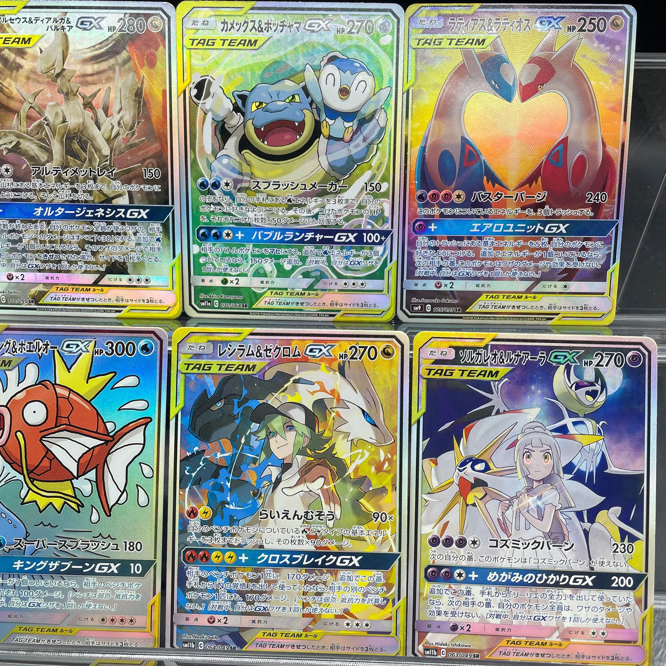 1 قطعة PTCG علامة فريق GX بطاقة جمع ذاتية الصنع Shauna Zygarde Blastoise Gengar Gyarados Reshiram Necrozma بطاقة الألعاب هدية