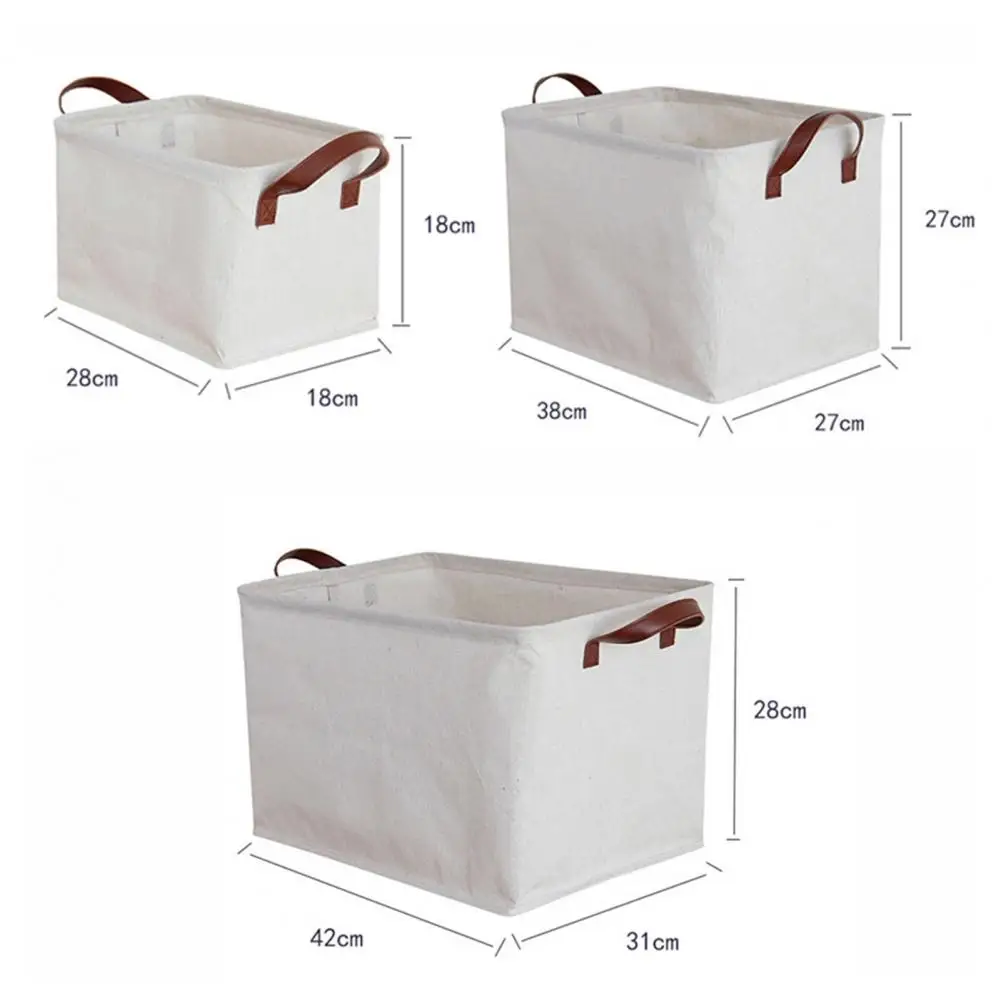 Useful Comfortable Touch Storage Bins Faux Leather Handle Laundry Bag Office Bedroom Storage Basket for Bedroom