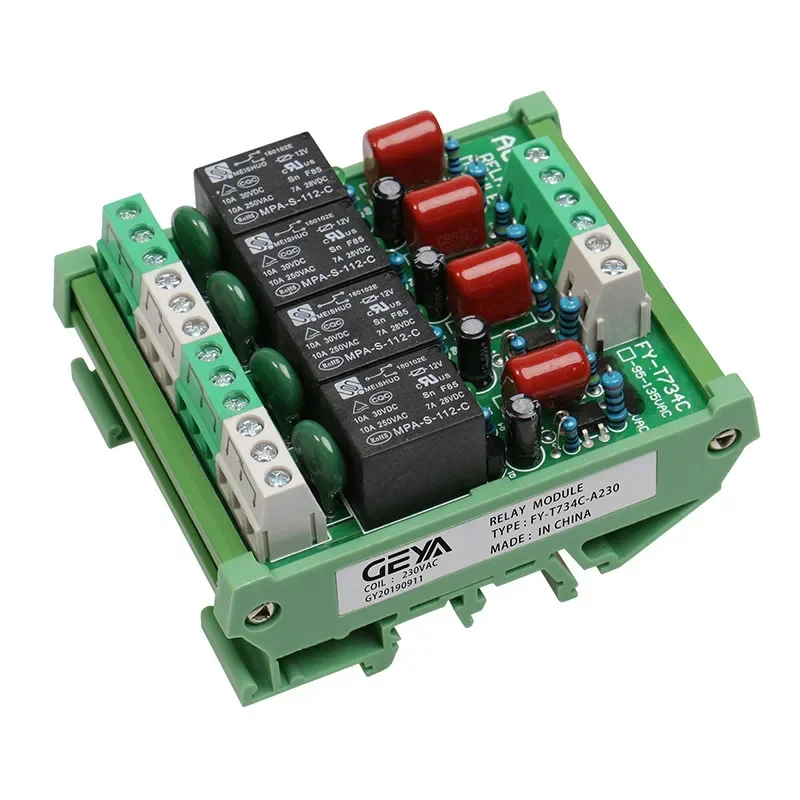 Moduł przekaźnikowy GEYA 4/8/16 kanałowy, 1 SPDT, montaż na szynie DIN, 12V 24V DC/AC, moduł przekaźnikowy interfejsu dla PLC 230VAC 5VDC — zdjęcie 2