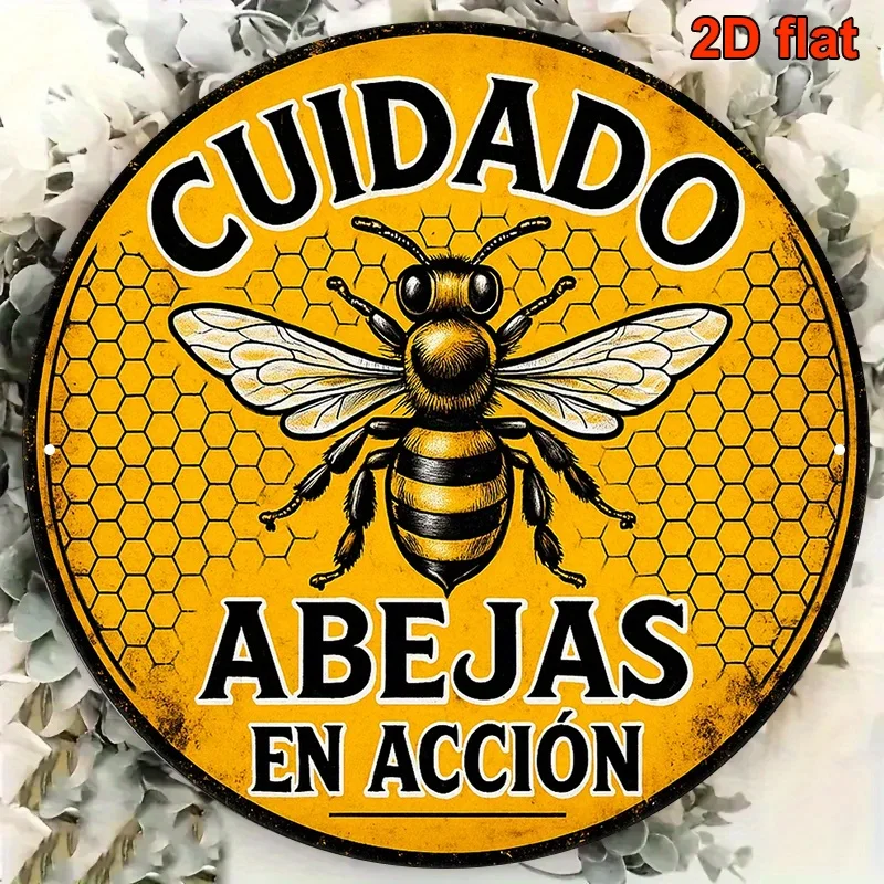 2D Flat, [2D Flat] 1pc Vintage Beekeeper Warning Sign - Spanish 