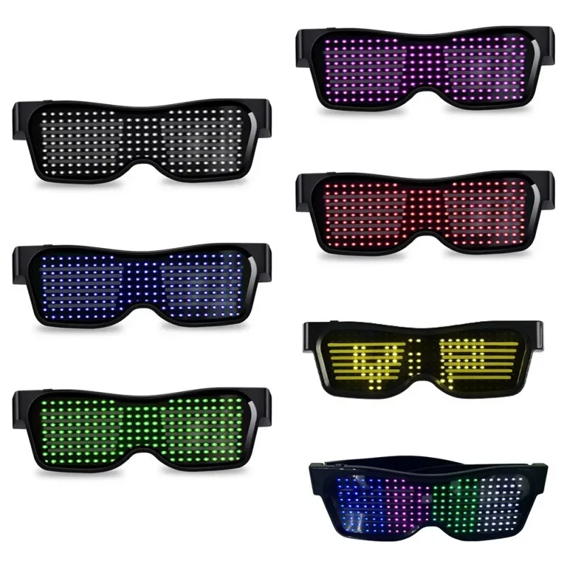 LED Glasses Glow in The Dark Party Light Up Glasses Sunglasses Party Favors Battery Operated Support APP Control for Kids Adults