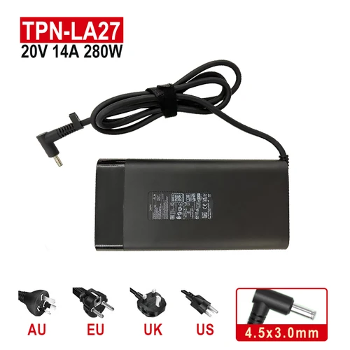Imagen 1 del producto Cargador de CA de 20V, 14A, 280W, para portátil de juegos HP OMEN 16 17, G9 ZBook Fury, adaptador de corriente de TPN-LA27, 4,5x3,0mm