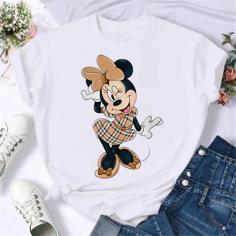 Kawaii Disney Cartoon Minnie Gedrukte T-shirt Damesmode Mickey Mouse Wit Oversized T-shirt Vrouwelijke Kleding Dames T-shirts