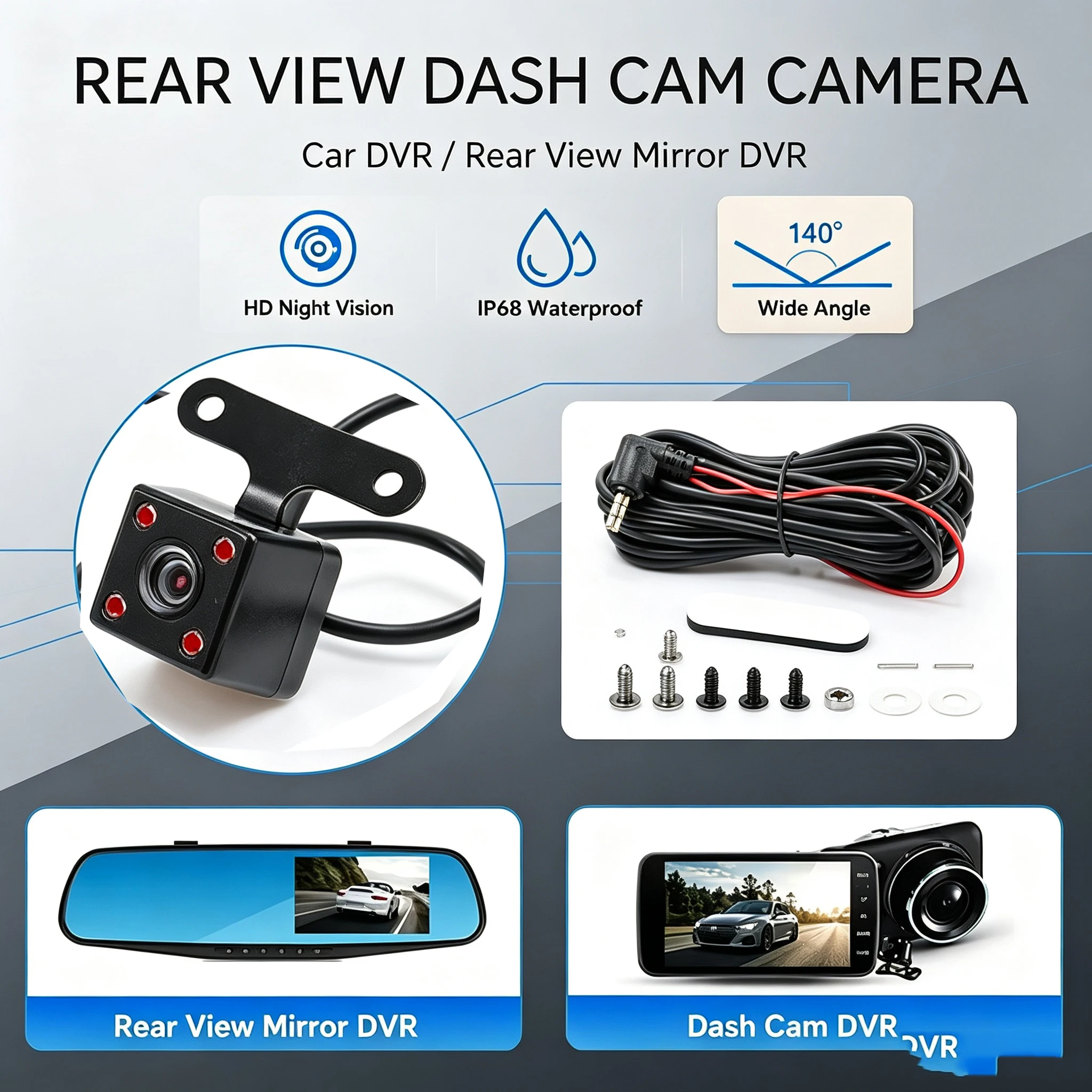 Universal 4 LED Car Rear View Camera for Car IR Night Vision Reversing Parking Assistance Monitor Waterproof 170 Degree HD