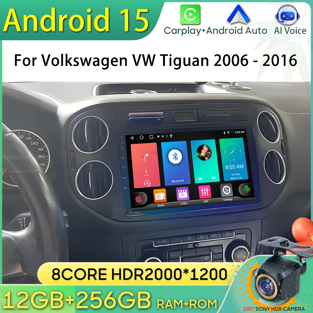 

Android 15 Car Radio For Volkswagen VW Tiguan 2006 - 2016 GPS Navigation Android Auto Carplay Wifi Video Stereo Screen No 2din
