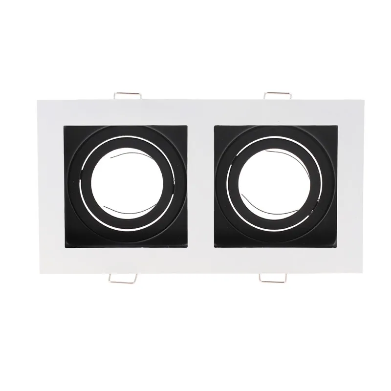 Double Head  Aluminum Alloy White Inner Black Recessed Spotlights Housing for Gu10/gu5.3/mr16 Module Led or Halogen Bulbs