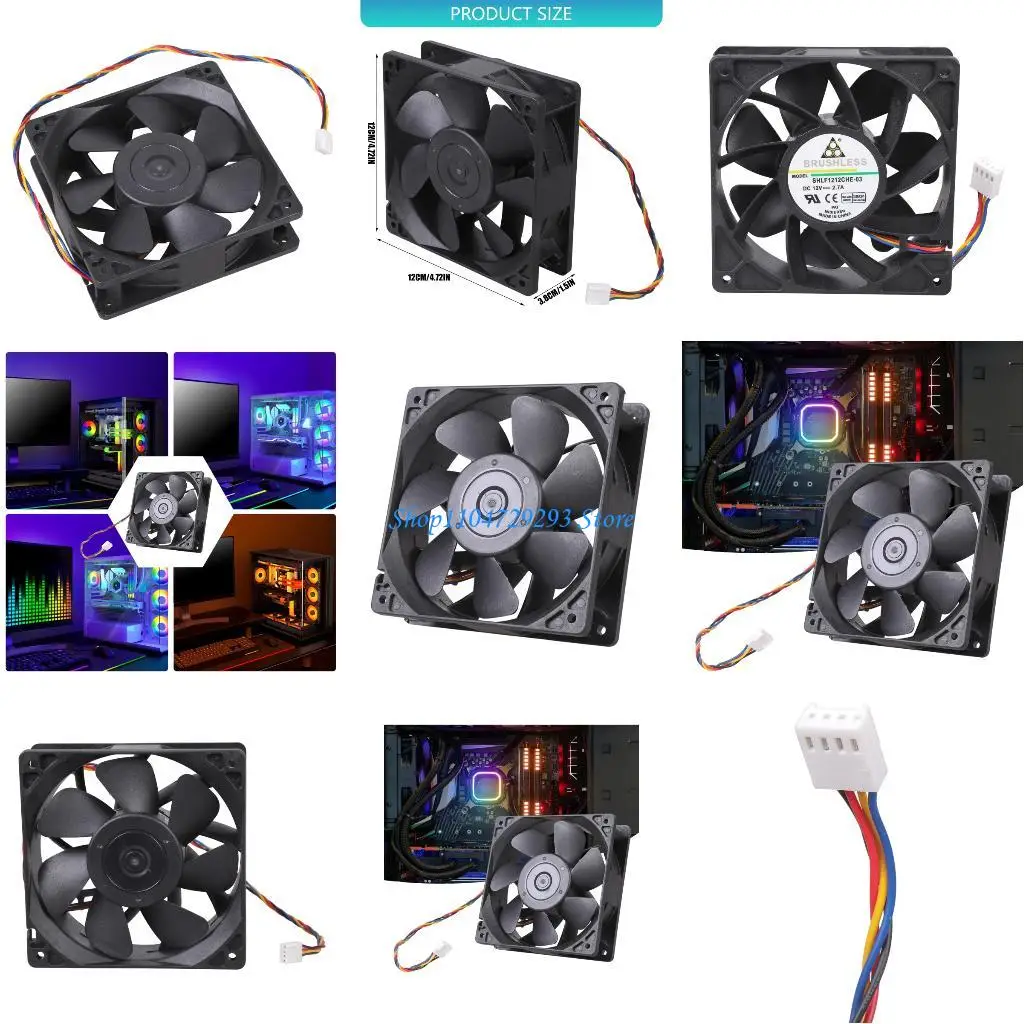 Y2GD Server 120mm Fan 12V 2.7A Low Noise Operation for Workstation Cooling Needs