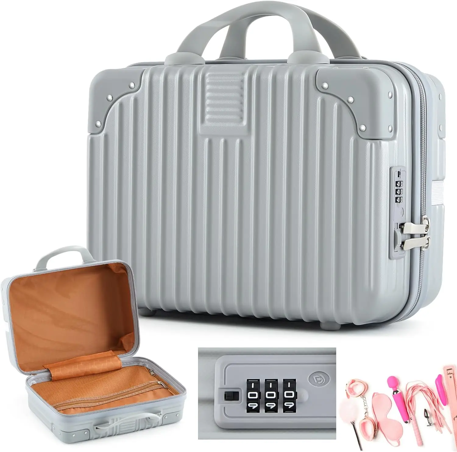 

Мини-кейс-органайзер для хранения для женщин и мужчин, с замком, для игрушек, дорожная сумка, игровой запирающийся контейнер, дорожная сумка 40×25×38 см