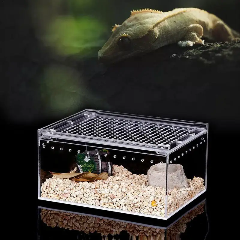 Transparent Acrylic Reptile Breeding Box Spider LizardAmphibian Terrarium Leak-proof Pet Habitat Arboreal Tarantula Enclosure