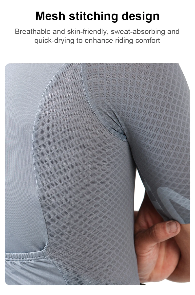 INBIKE Herren-Radtrikot, Rennrad-Shorts, Radfahren, kurzärmelig, durchgehender Reißverschluss, Trägerhose, atmungsaktiv, Sommer-Radtrikot-Set – Detail 11